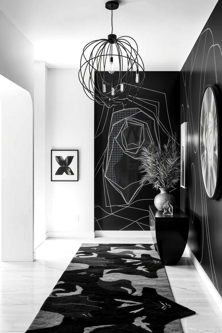 Artistic Touch Entryway - 22 Black and White Entryway Design Ideas