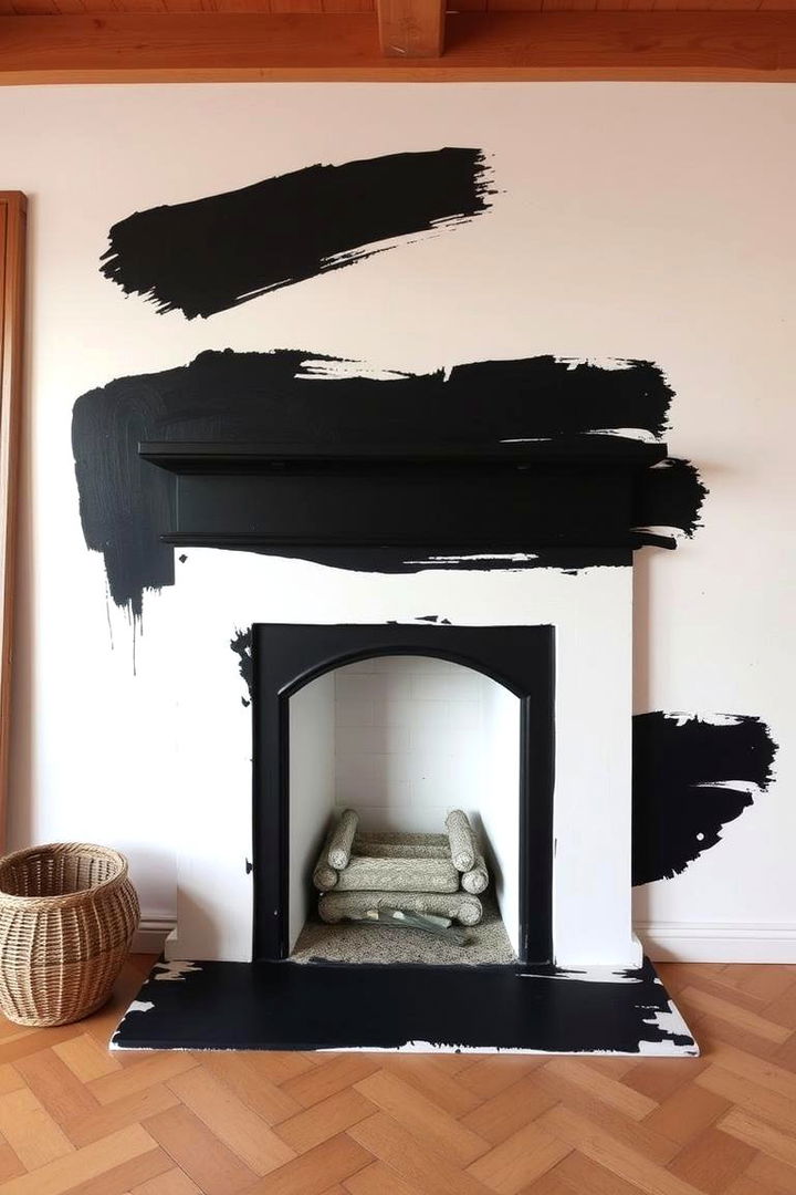 Artistic Touch Painted Fireplaces in Black and White - 22 Black and White Fireplace Ideas
