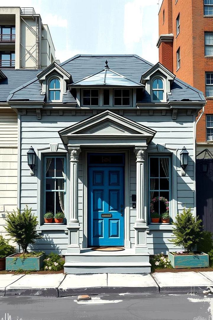 Artistic Touch - 22 Grey House With Blue Door Ideas