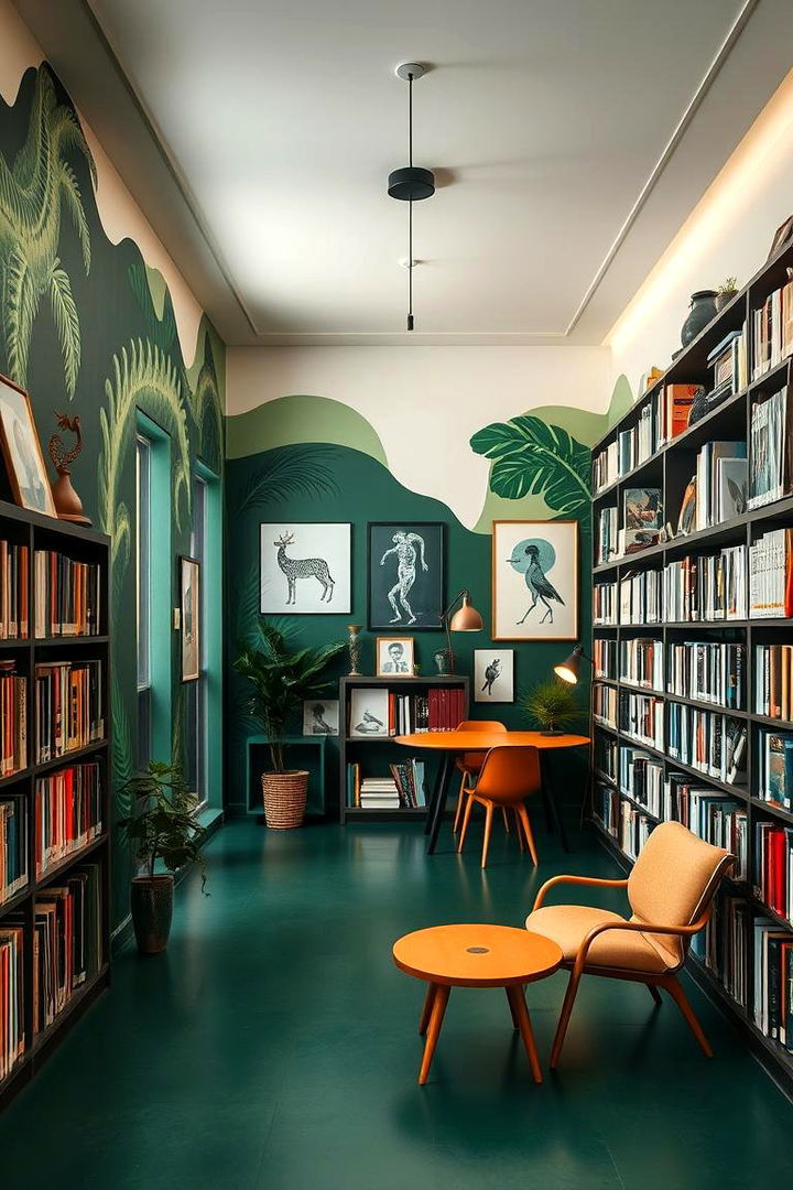 Artistic Touches with Dark Green - 22 Dark Green Home Library Ideas and Inspiration