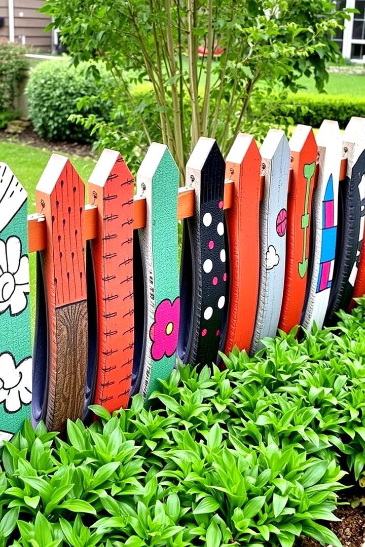 Artistic Tyre Fence and Border Design - 22 Recycled Tyre Garden Art Ideas