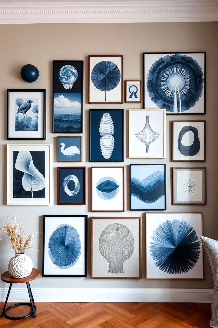 Artistic Wall Decor - 22 Navy Blue and Grey Living Room Ideas