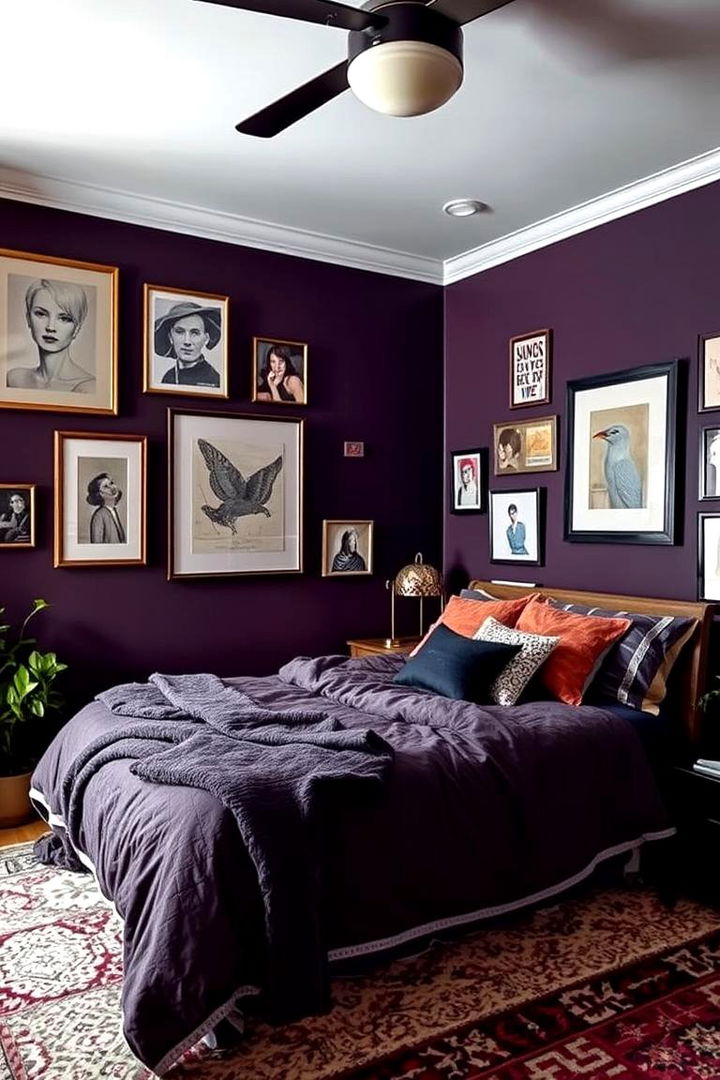 Artistic Wall Decor Adventures - 22 Dark Purple Bedroom Ideas