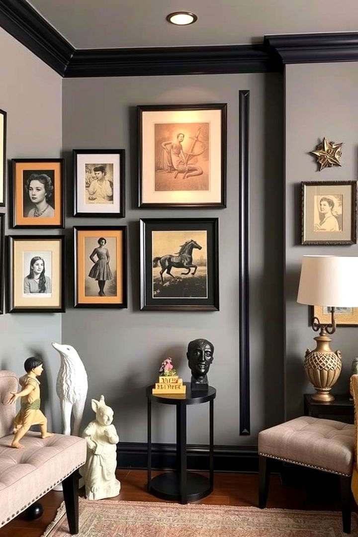 Artistic Wall Decor Showcases - 22 living room grey walls black trim