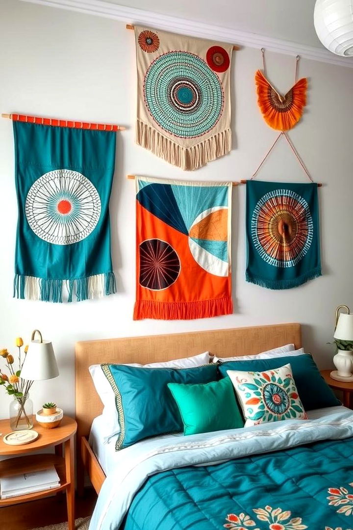 Artistic Wall Hangings and Decor - 22 Teal and Orange Bedroom Ideas