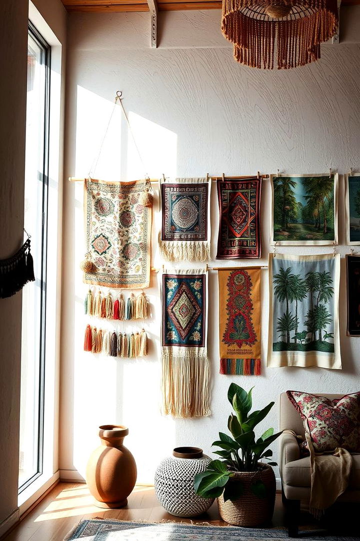 Artistic Wall Installations - 22 Colorful Boho Living Room Ideas