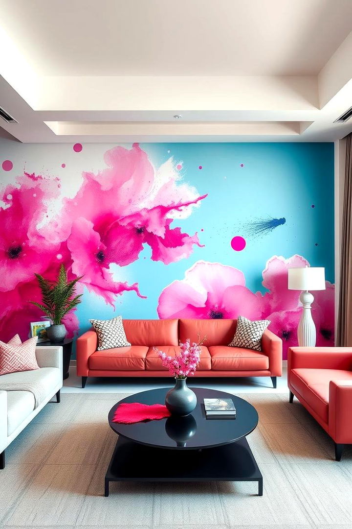 Artistic Wall Mural Creations - 22 Pink and Blue Living Room Ideas