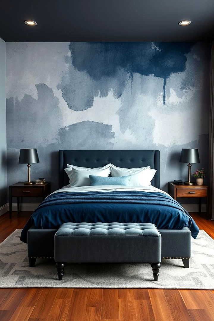 Artistic Wall Murals - 22 Navy Blue and Grey Bedroom Ideas