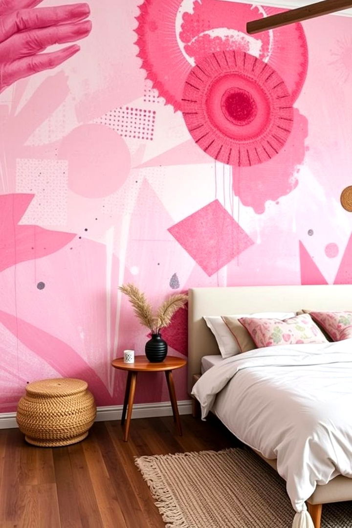 Artistic Wall Murals - 22 Pink Boho Bedroom Ideas
