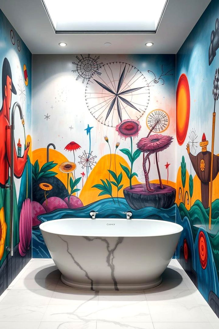 Artistic Wall Murals - 22 Pool Bathroom Ideas