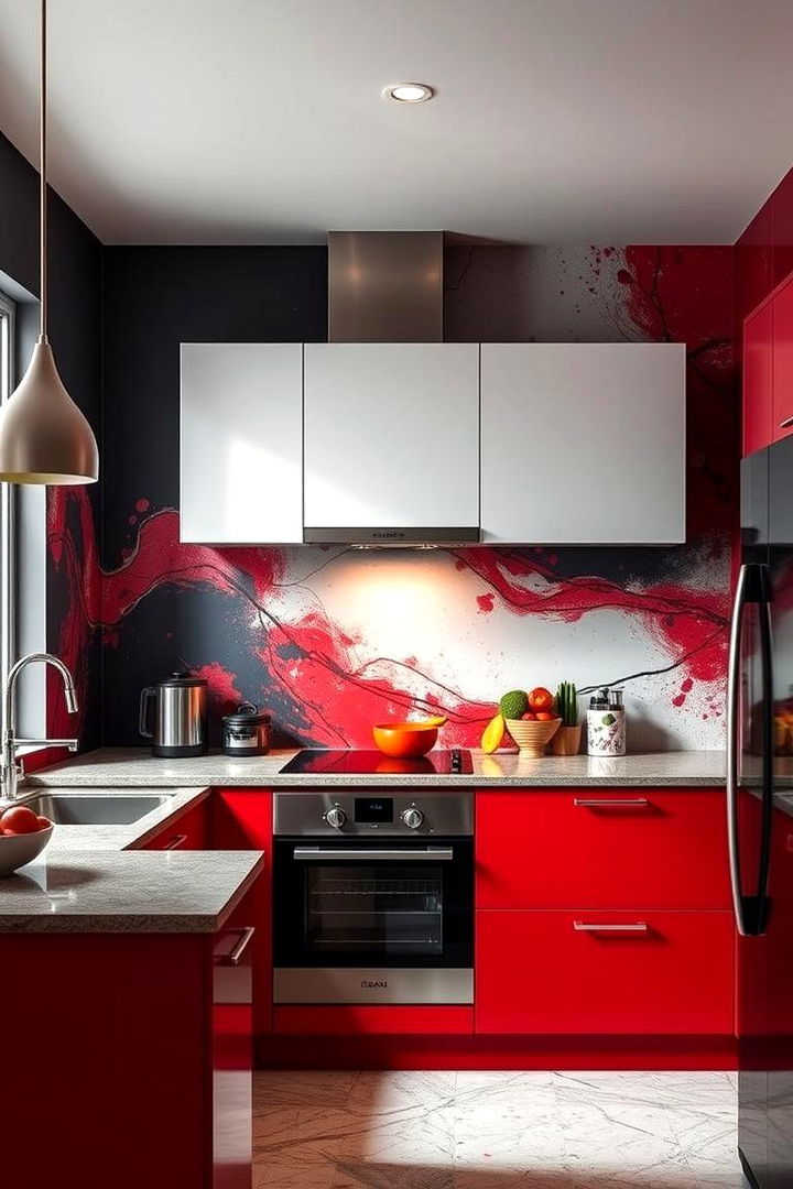 Artistic Wall Murals - 22 red and black kitchen ideas