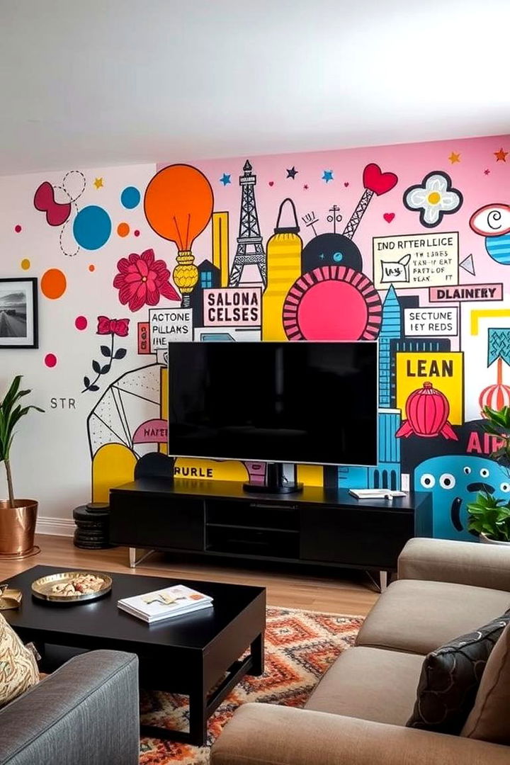 Artistic Wall Murals - 22 Tv Room Ideas
