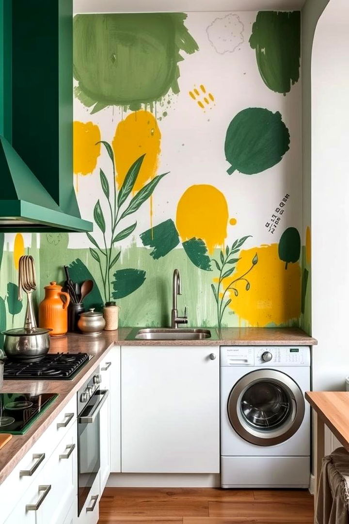 Artistic Wall Murals - 22 Green and Yellow Kitchen Ideas
