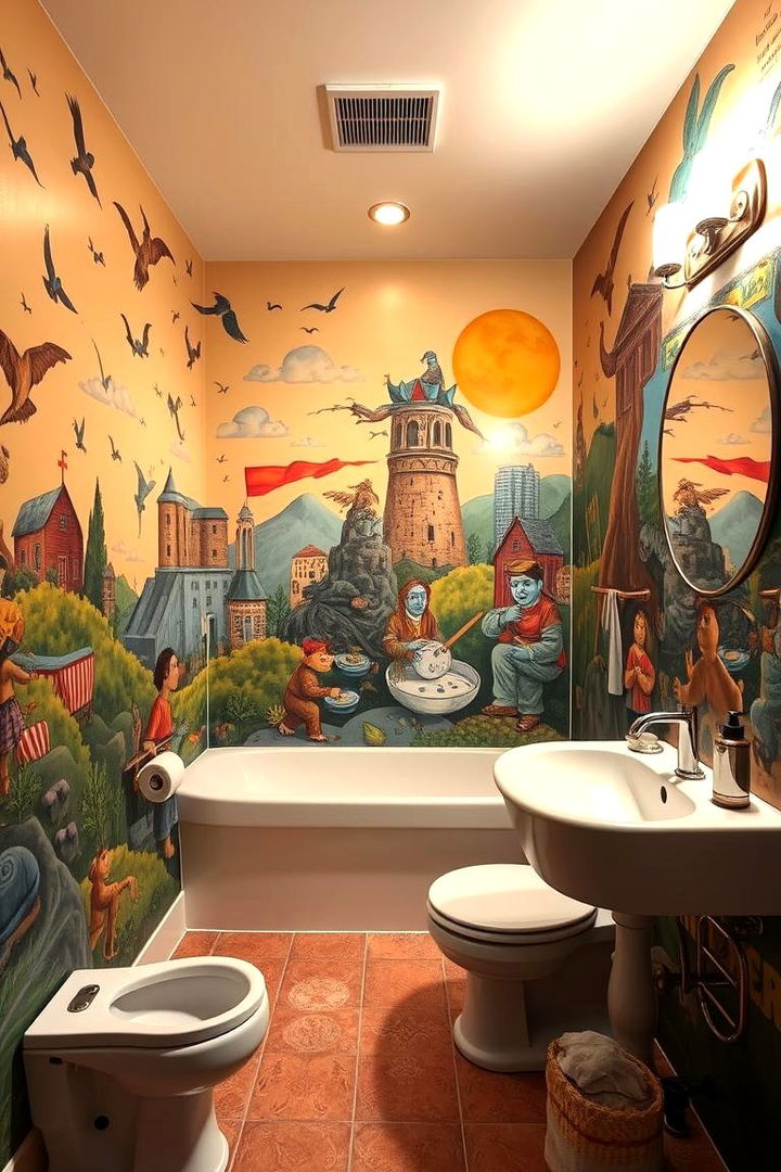 Artistic Wall Murals - 22 Maximalist Bathroom Design Ideas