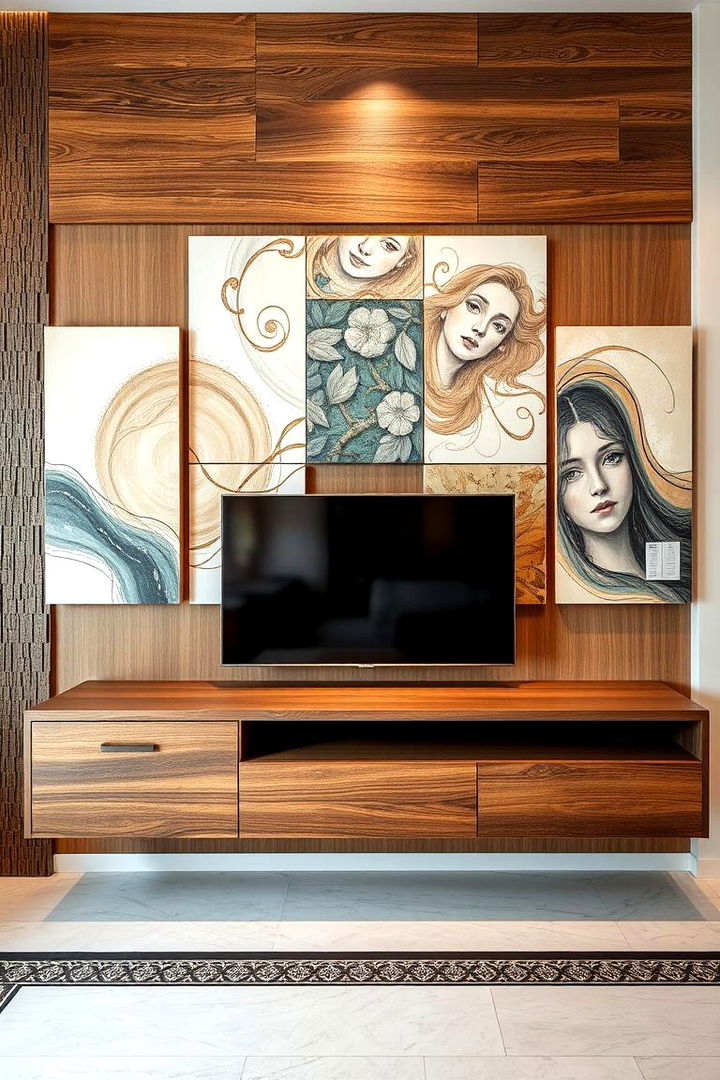 Artistic Wall Panels Behind the TV - 22 Small Living Room Ideas With Tv