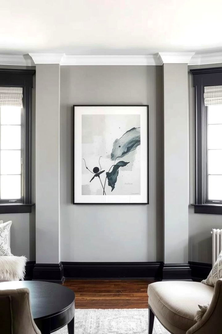 Artistic Wall Statements - 22 Living Room With Grey Walls and Black Trim