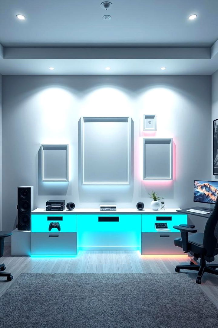 Artistic White Wall Decor - 22 All White Gaming Setup Ideas