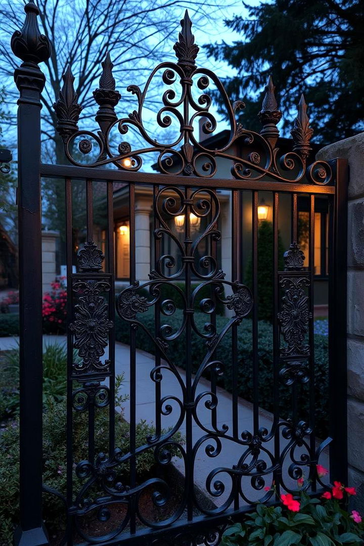Artistic Wrought Iron Fence with Inserts - 22 Privacy Fence Ideas