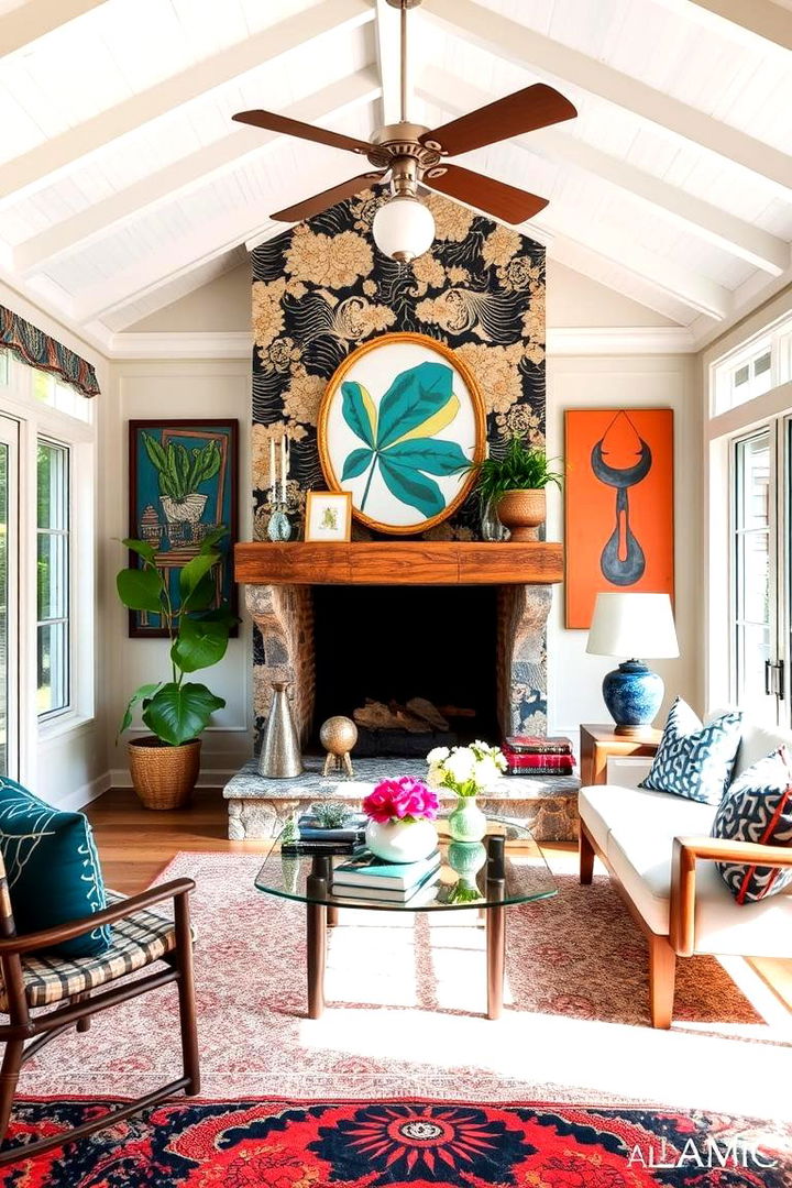 Artistic and Eclectic Design - 22 Sunroom With Fireplace Ideas