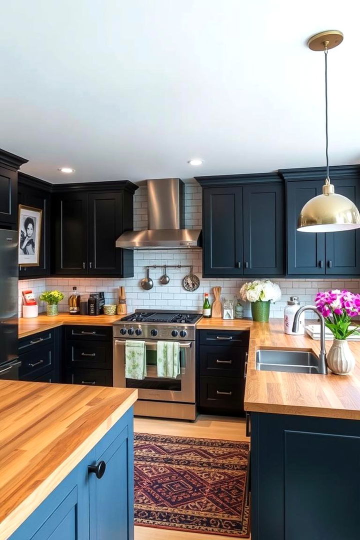 Artistic and Functional Decor - 22 Kitchen With Black Cabinets And Wood Countertops Ideas