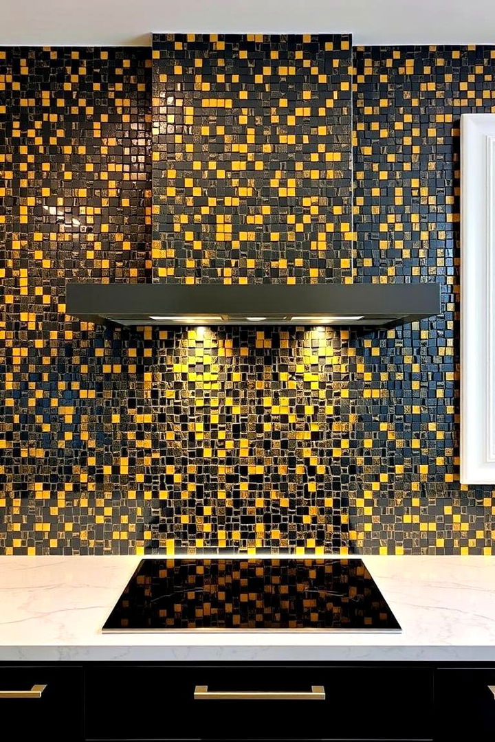 Artistically Crafted Black and Gold Mosaic Tiles - 22 Black and Gold Kitchen Ideas