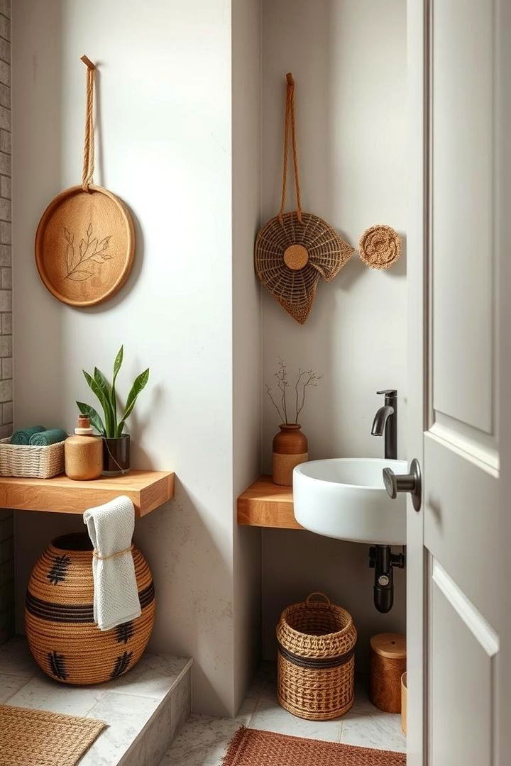 Artsy Earth Toned Accessories - 22 Green Bathroom Ideas