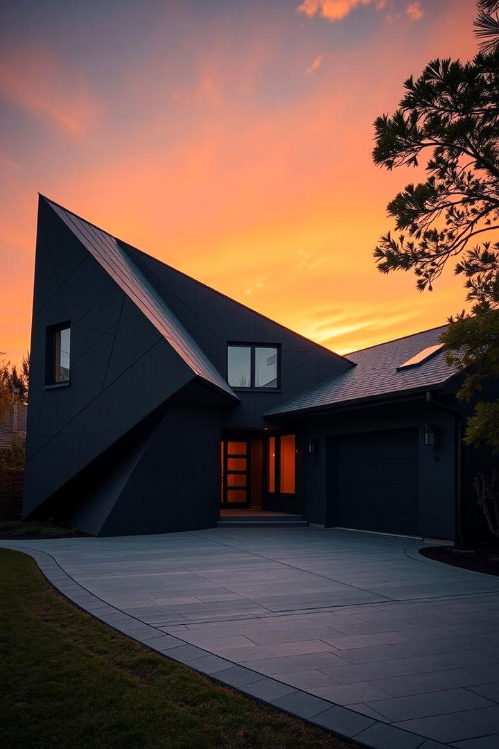 Artsy Geometric Expression - 22 Dark Grey House Exterior Ideas