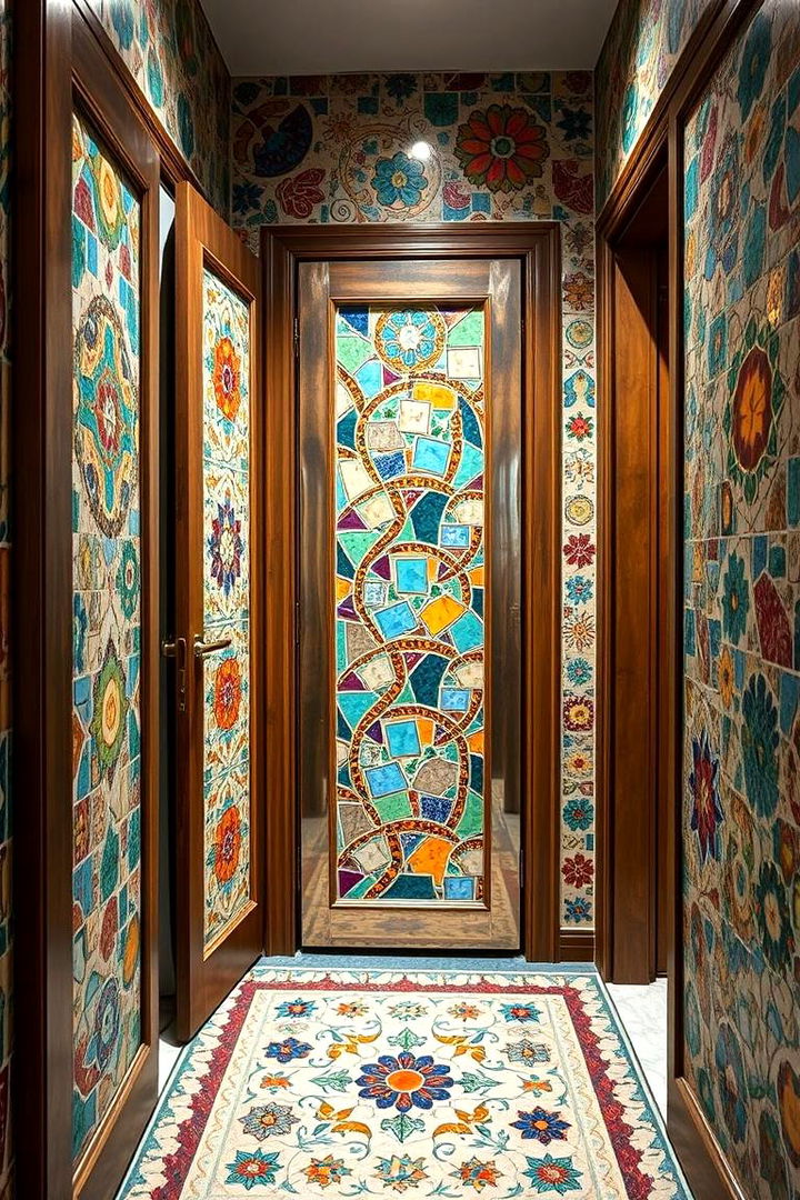 Artsy Mosaic Panels - 22 Bathroom Pocket Door Ideas