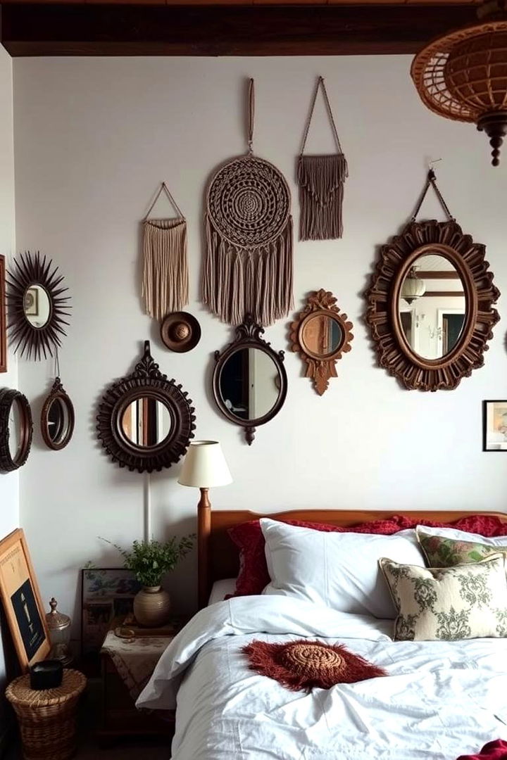 Artsy Wall Hangings and Mirror Accents - 22 Colorful Boho Bedroom Ideas