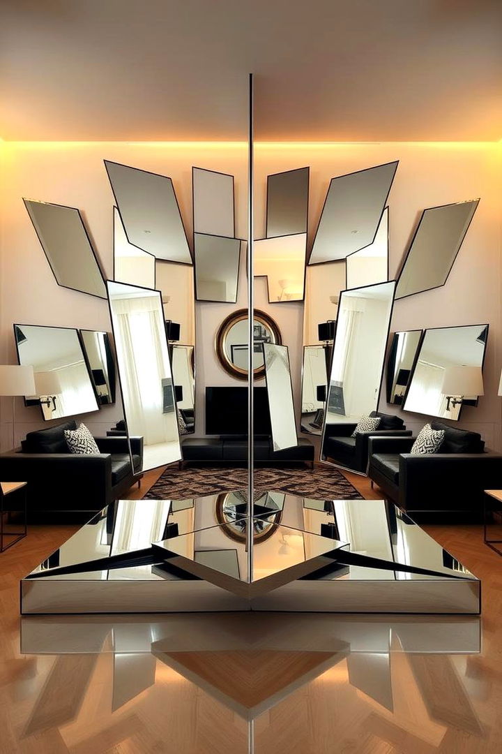 Asymmetrical Mirror Arrangement - 22 Living Room Mirror Ideas