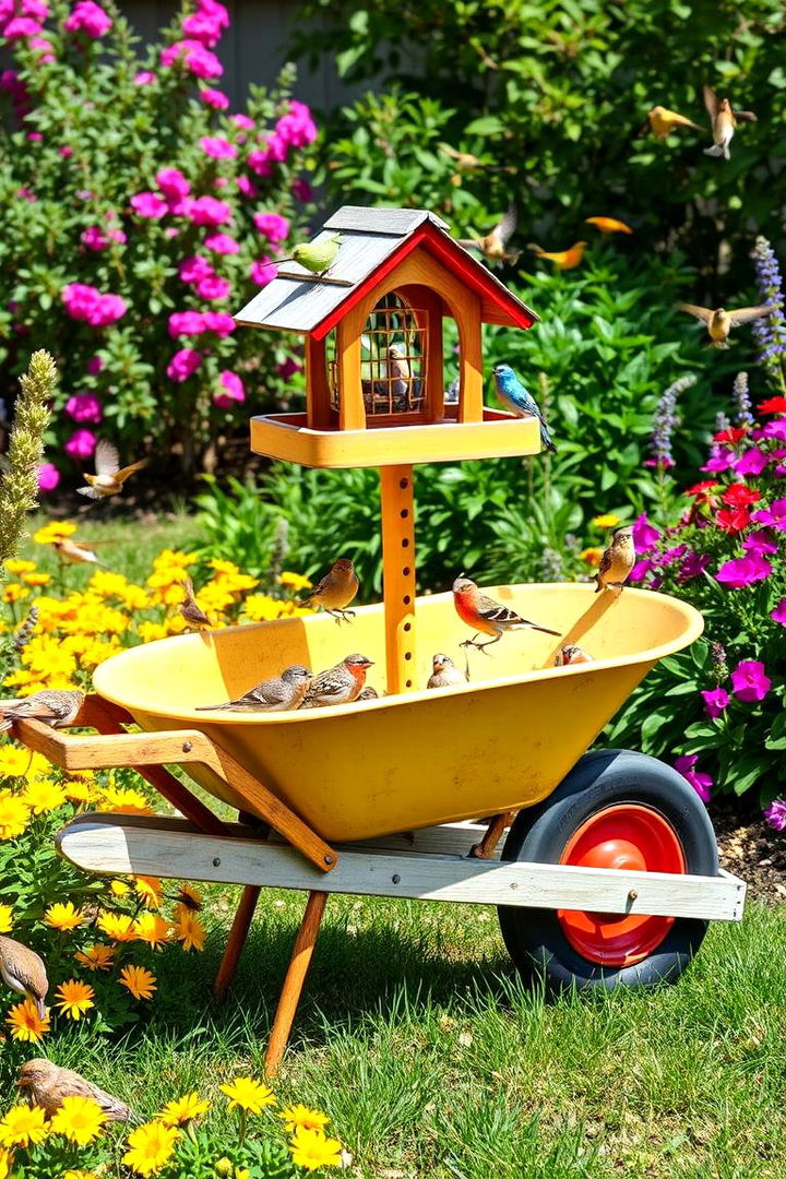 Attractive Bird Feeder Design - 22 Old Wheelbarrow Ideas