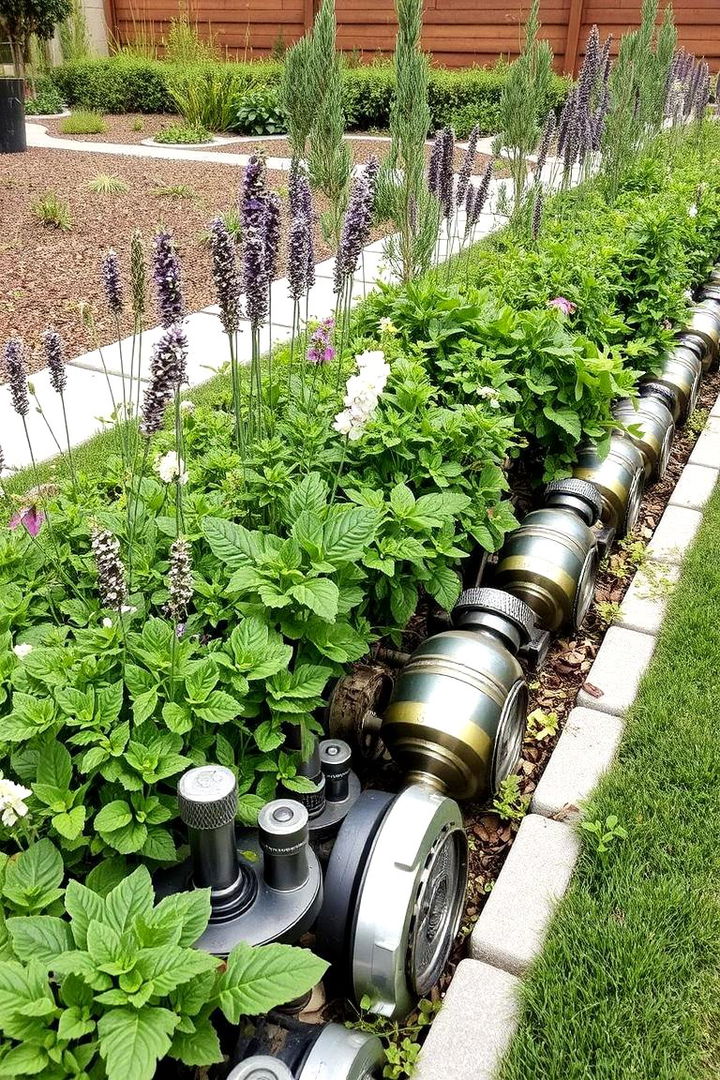 Automotive Parts as Garden Edging - 22 Recycled Garden Edging Ideas