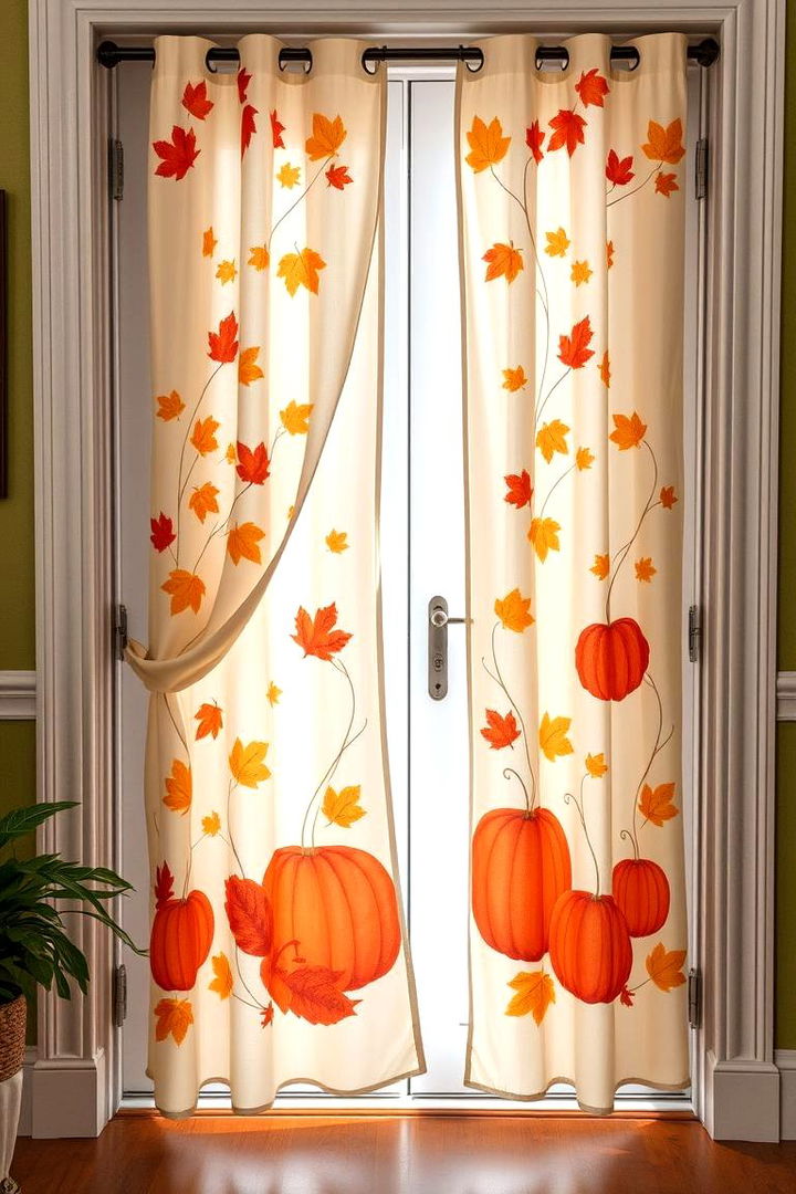 Autumn Themed Door Curtains - 22 Front Door Fall Decor Ideas