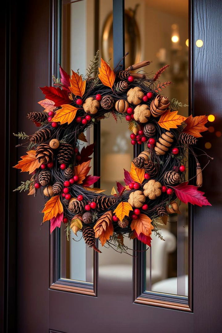 Autumn Wreaths with Natural Elements - 22 Fall Porch Decor Ideas
