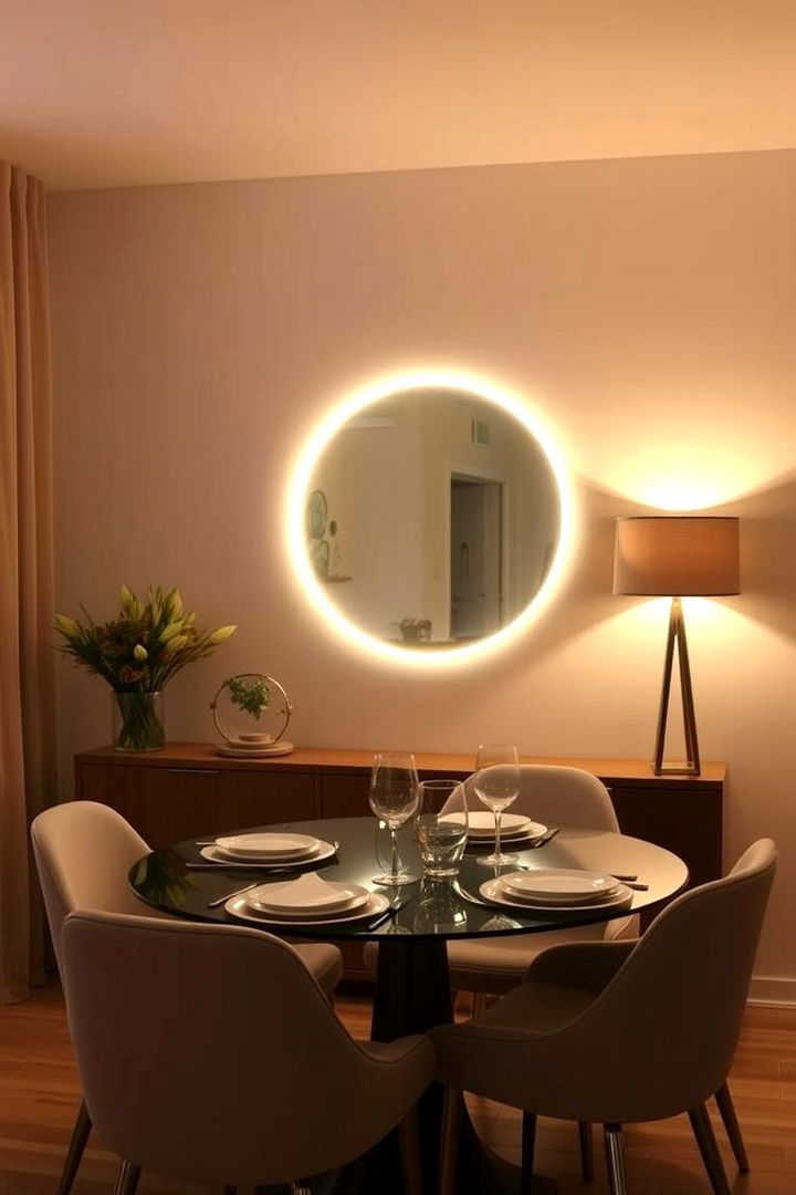 Backlit Mirror Brilliance - 22 Dining Room Mirror Ideas