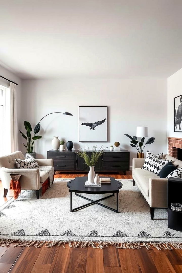 Balanced Boho Elegance - 22 Black and White Boho Living Room Ideas