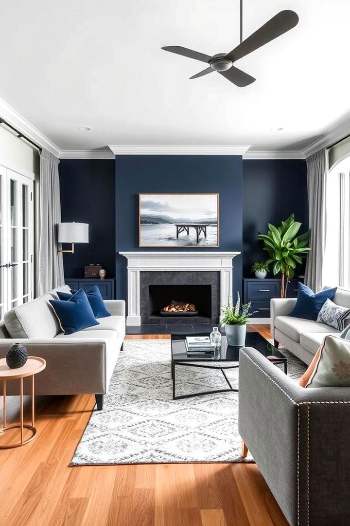 Balanced Color Distribution - 22 Navy Blue and Grey Living Room Ideas