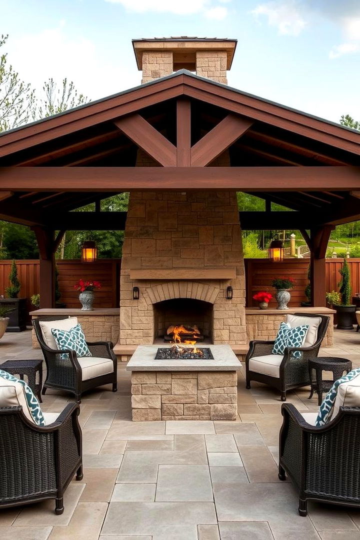 Balancing Aesthetics and Practicality - 22 Backyard Pavilion With Fireplace