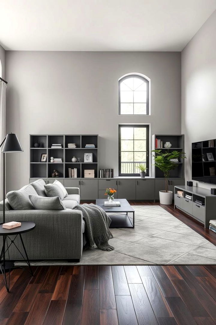 Balancing Functionality and Style - 22 Grey Living Room With Dark Wood Floors