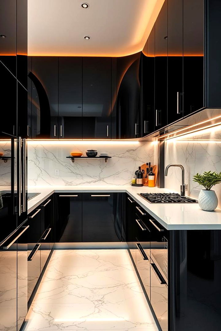 Balancing Functionality with Chic Design - 22 Black Kitchen Cabinets With White Countertops