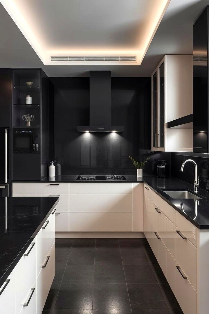 Balancing Visual Weight Effectively - 22 kitchen with dark countertops and light cabinets