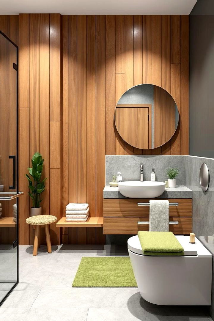Balancing Warmth and Cool Tones - 22 Green and Grey Bathroom Ideas