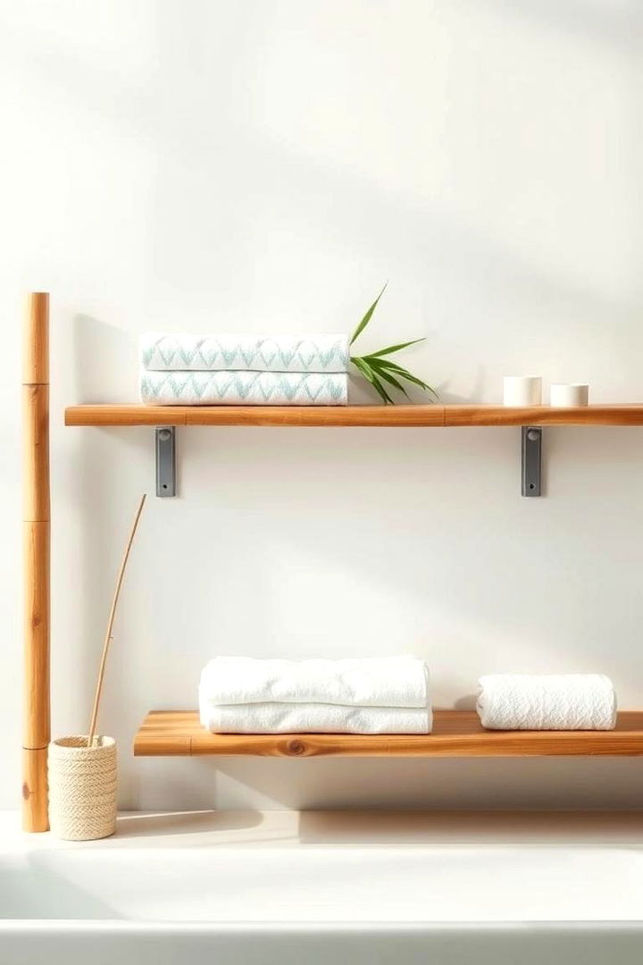 Bamboo Towel Shelves - 22 Towel Storage Ideas
