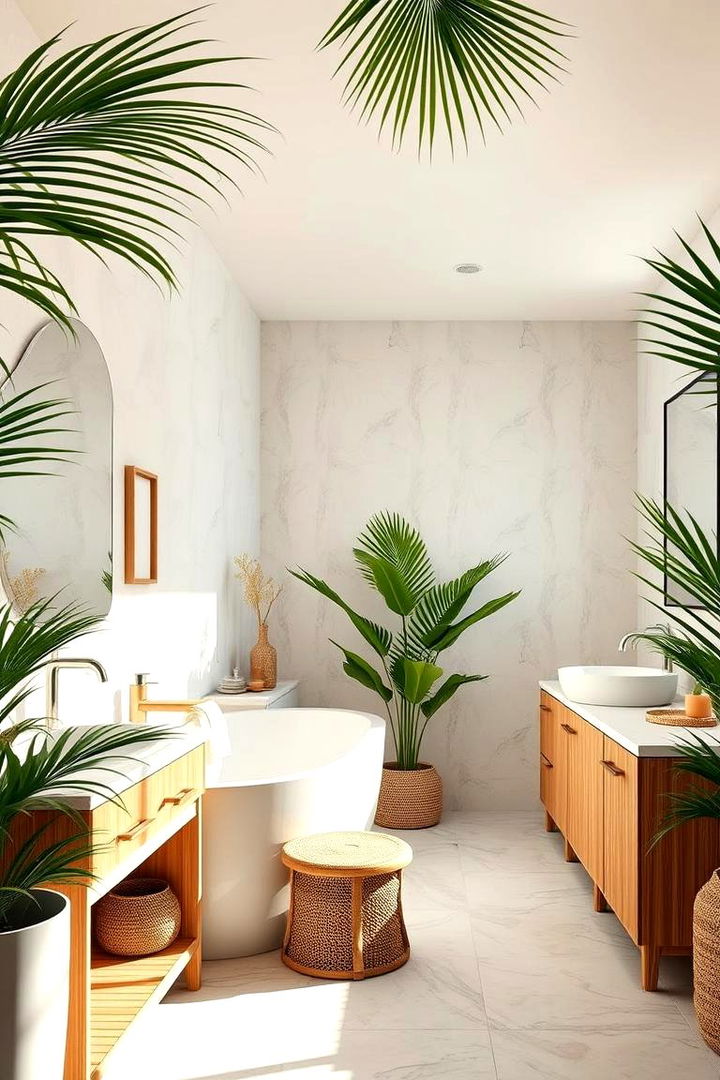 Bamboo and Palm Elements - 22 Green Bathroom Ideas
