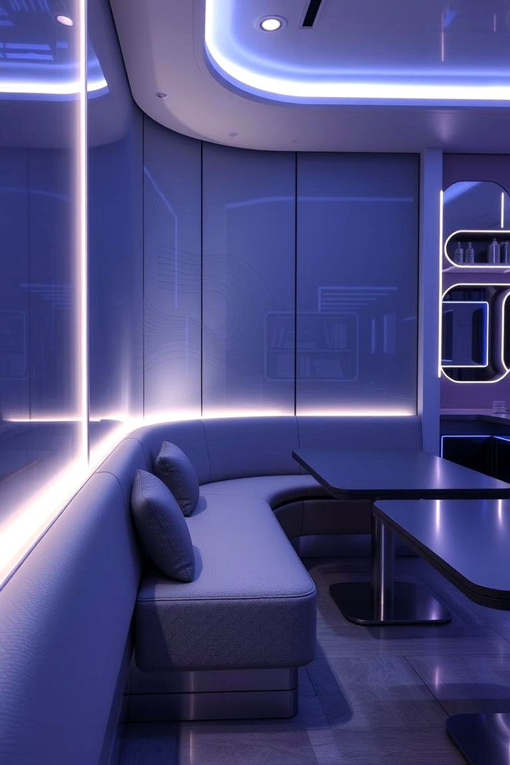 Banquette Seating with LED Lighting Accents - 22 Banquette Seating Ideas