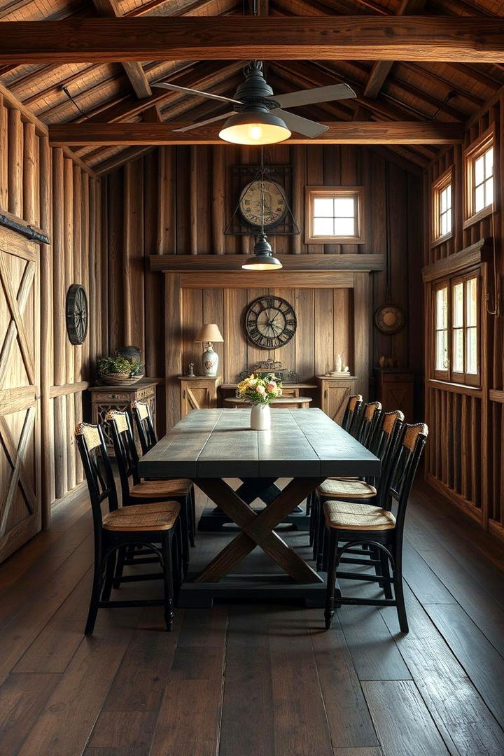 Barn Chic Dining Space - 22 Rustic Barndominium Interior Design Ideas
