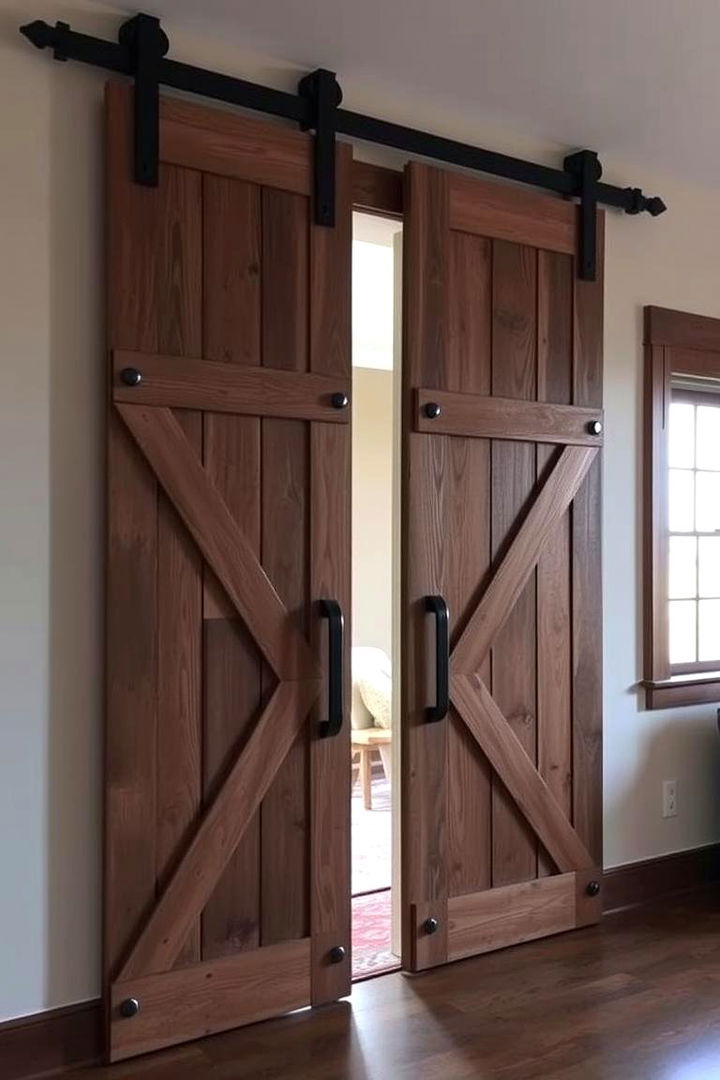 Barn Door Focal Points - 22 Rustic Barndominium Interior Design Ideas