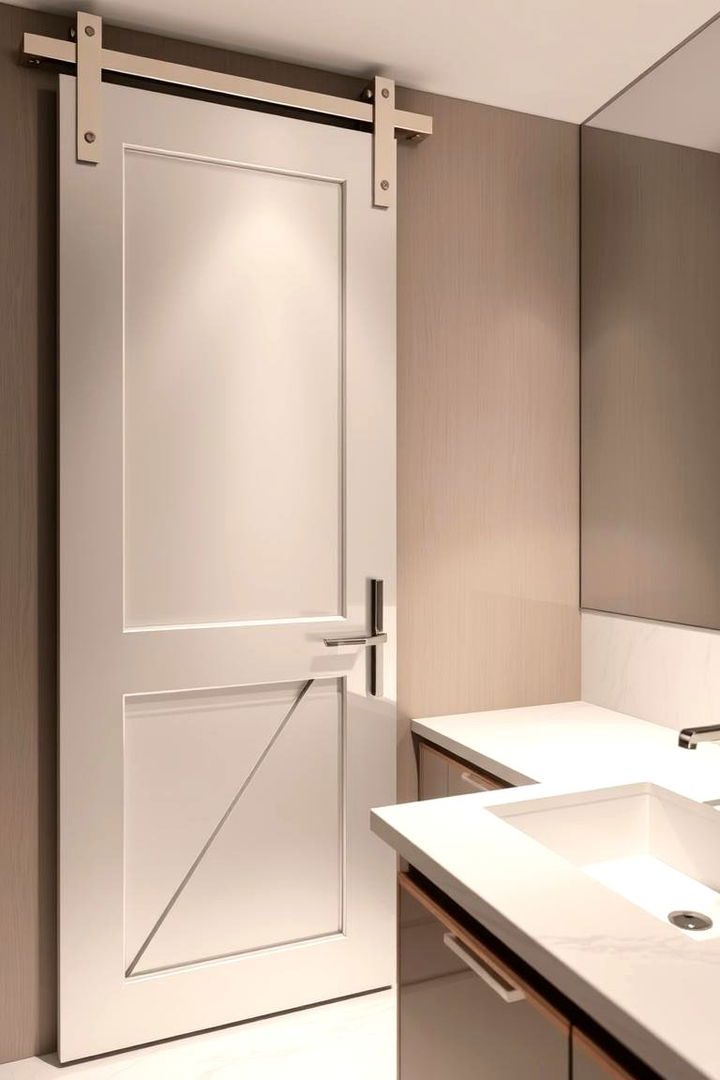 Barn Door with Mirrored Finish - 22 Bathroom Barn Door Ideas