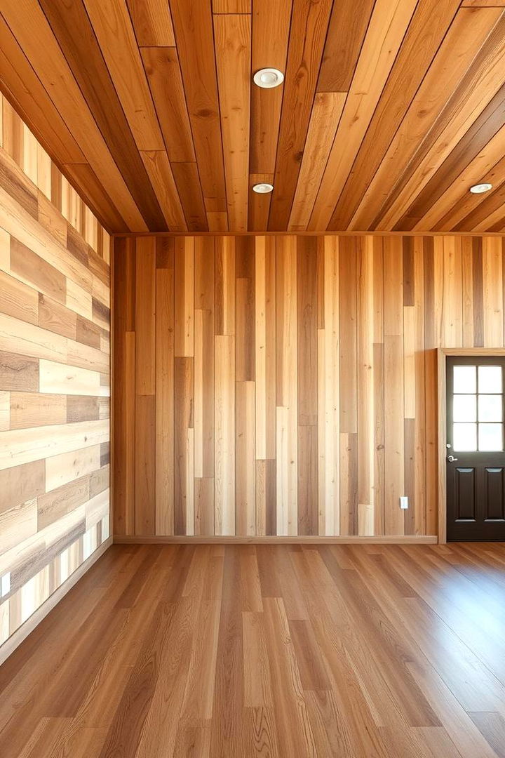 Barnwood and Ceiling Unified Rustic Appeal - 22 Barnwood Accent Wall Ideas