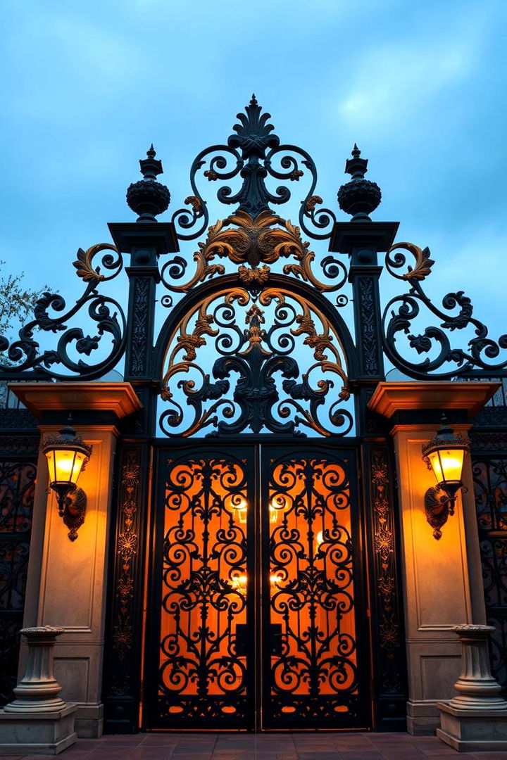 Baroque Influenced Metal Entrance - 22 Metal Garden Gate Ideas